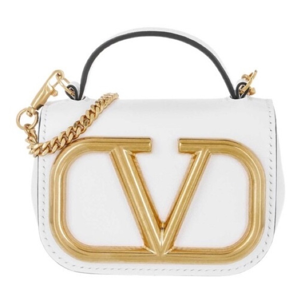 Valentino Garavani White Mini VLogo Top Handle Bag with Gold Hardware - Picture 4 of 12